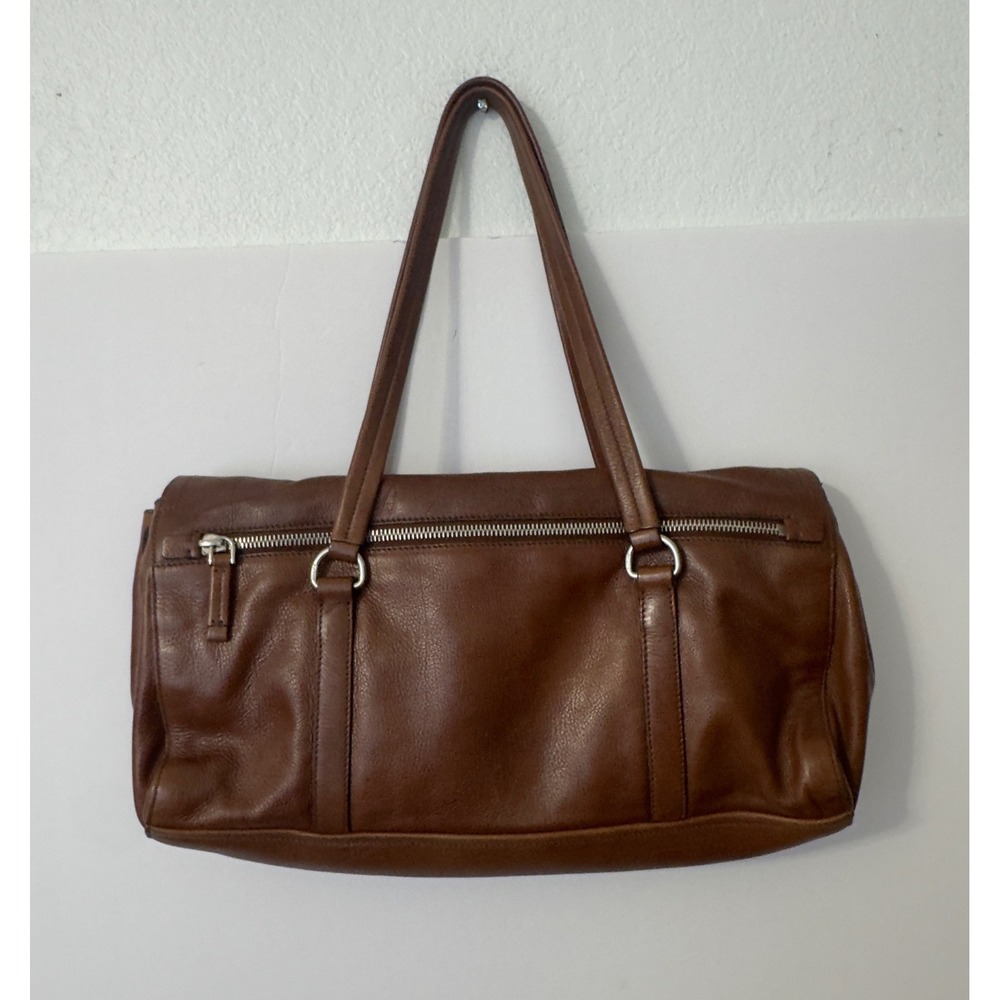 Prada Sacca Bufalo Easy Bag Womens Tabacco Brown Leather BR2613 Shoulder Strap - Picture 2 of 14